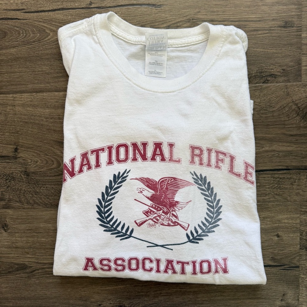 Vintage National Rifle Association Eagle White Short Sleeve T Shirt XL Men